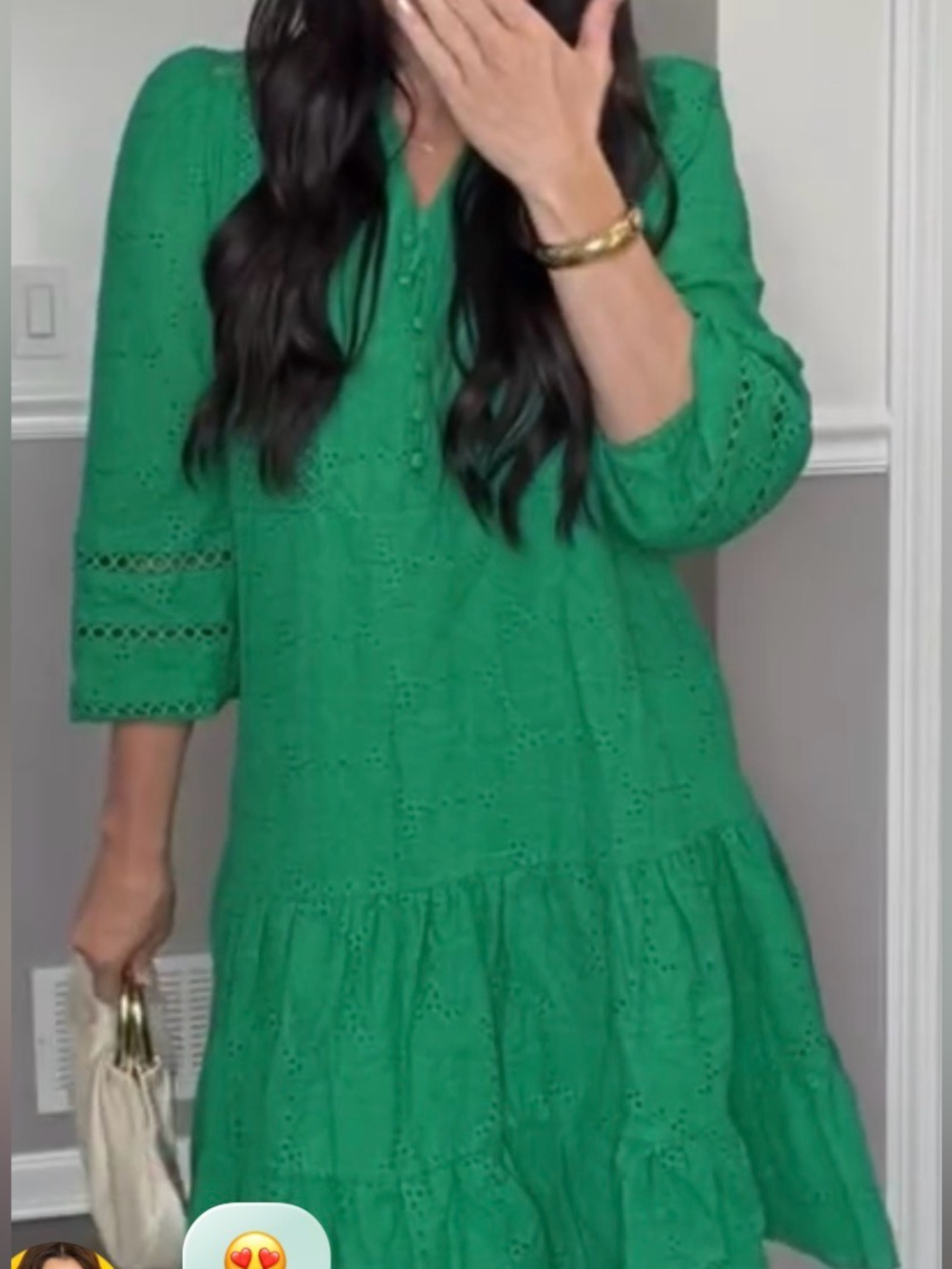 Chicwish Emerald Eyelet Tiered Midi Dress